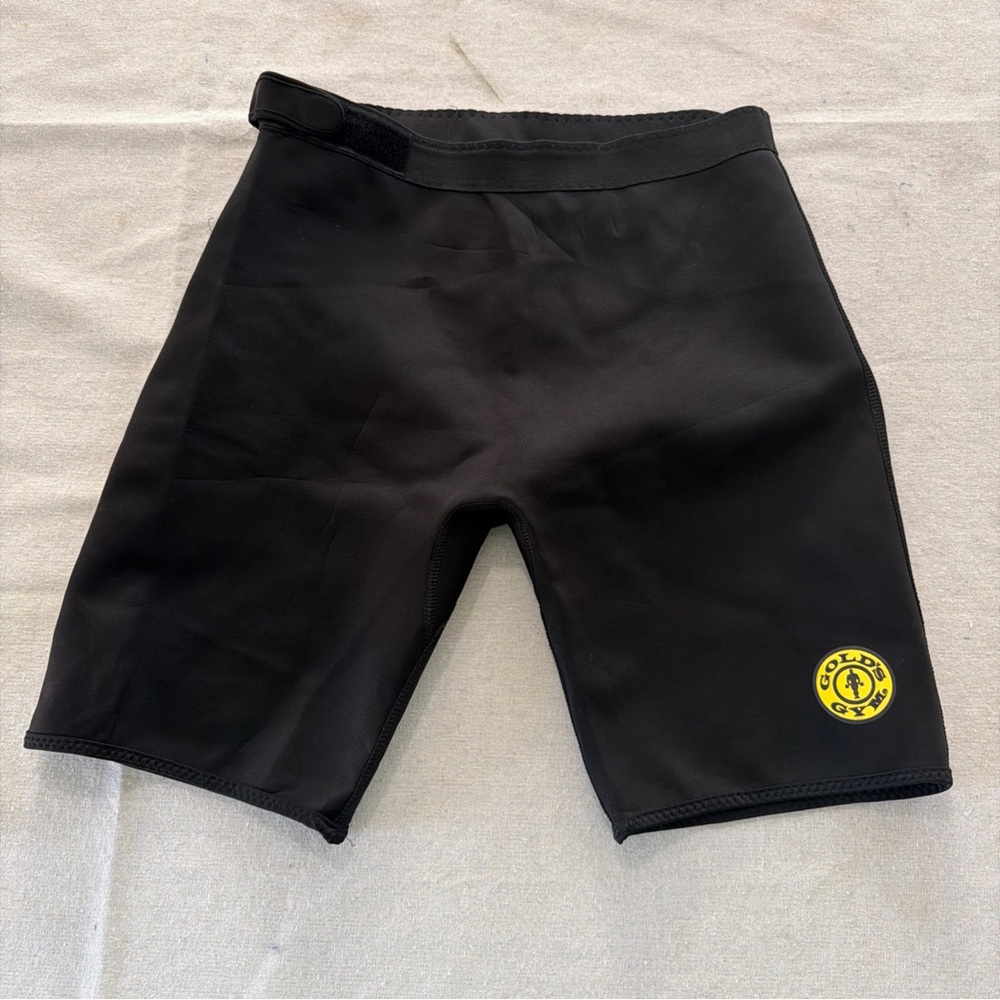 Golds Gym Mens L/XL Black Neoprene Workout Cycling Compression Shorts Adjustable